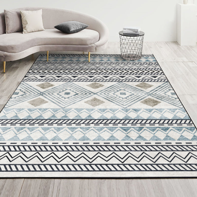 Decoration de maison de couleur claire Carpet Bohemian Chevron Area Rug Polyester avec un tapis de support sans glissement