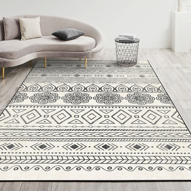 Decoration de maison de couleur claire Carpet Bohemian Chevron Area Rug Polyester avec un tapis de support sans glissement