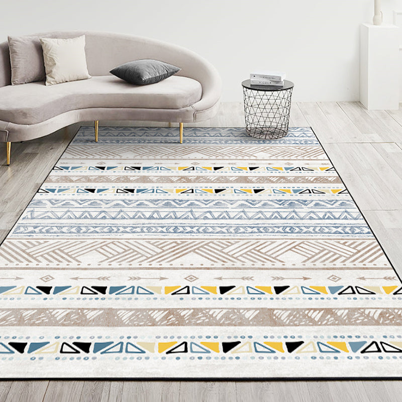 Decoration de maison de couleur claire Carpet Bohemian Chevron Area Rug Polyester avec un tapis de support sans glissement