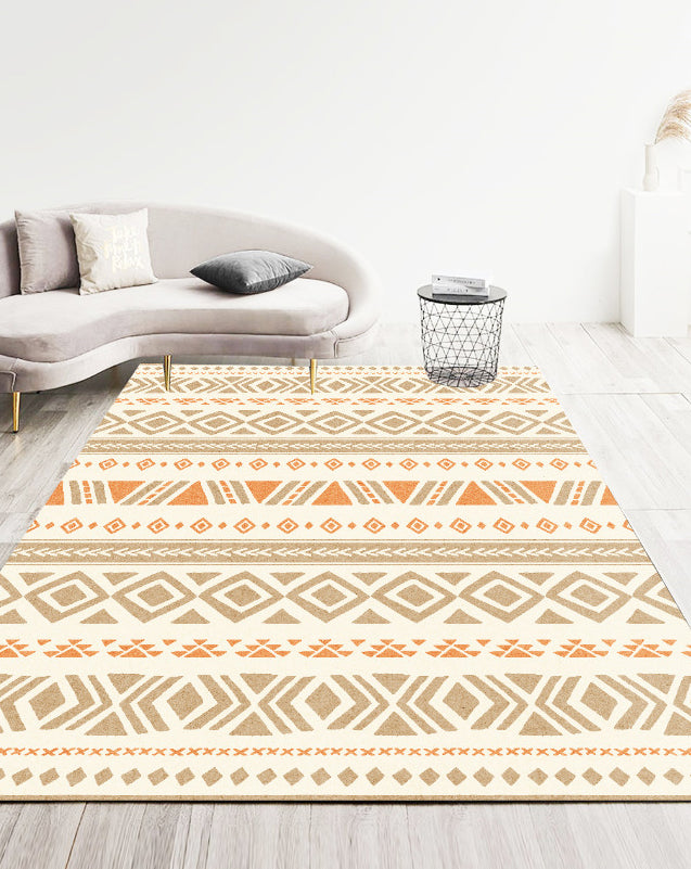 Decoration de maison de couleur claire Carpet Bohemian Chevron Area Rug Polyester avec un tapis de support sans glissement