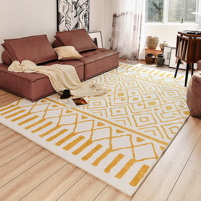 Simple Solid Color Bohemian Rug Polyester Herringbone Area Rug Non-Slip Backing Carpet for Living Room