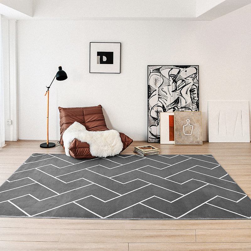 Simple Solid Color Bohemian Rug Polyester Herringbone Area Rug Non-Slip Backing Carpet for Living Room