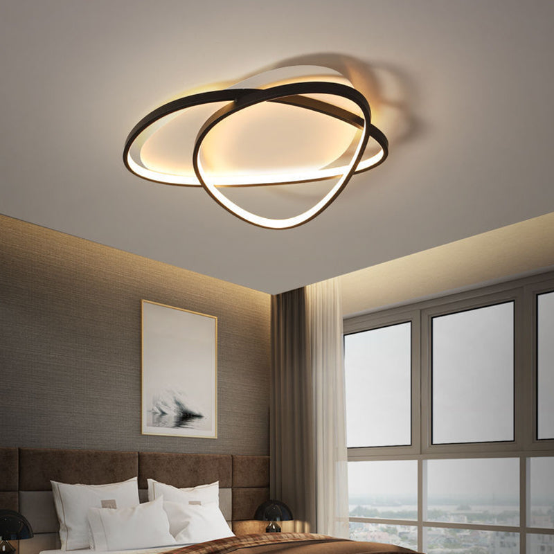 Triangle Bedroom Semi Flush Ceiling Light Acrylic Minimalism Ceiling Flush Mount Light in Black