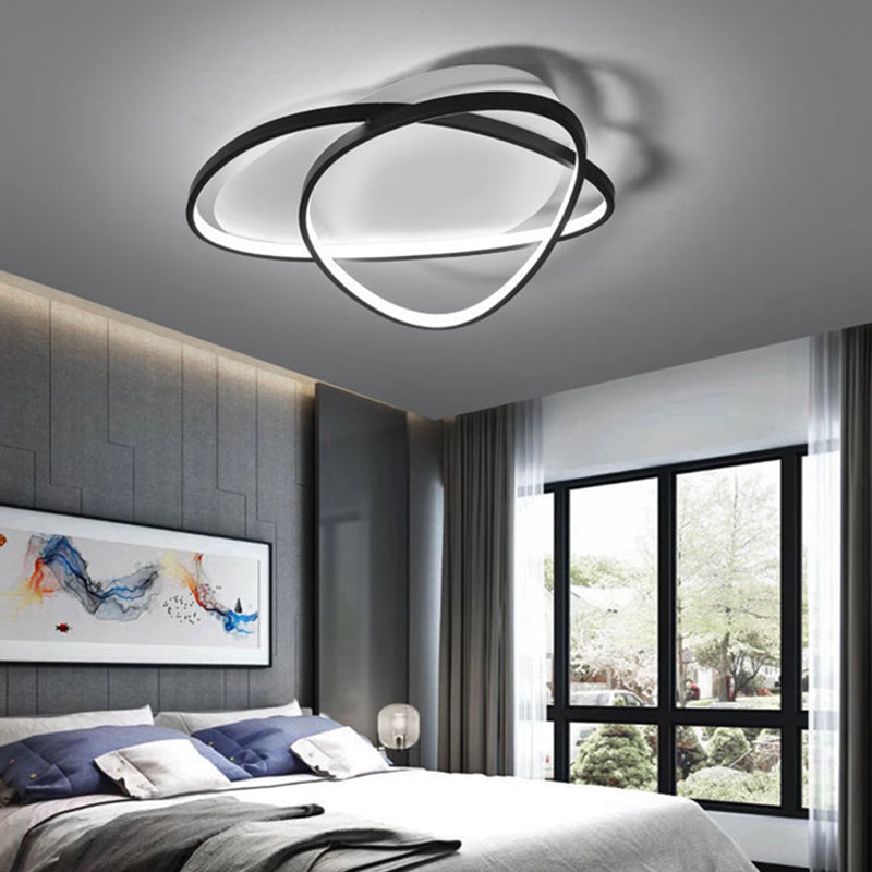 Triangle Bedroom Semi Flush Ceiling Light Acrylic Minimalism Ceiling Flush Mount Light in Black