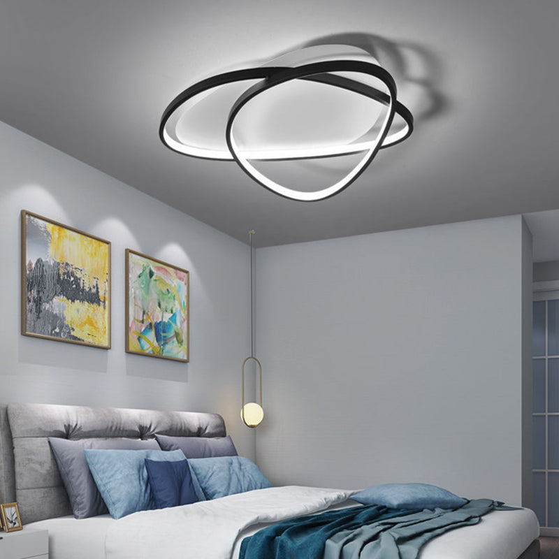 Triangle Bedroom Semi Flush Ceiling Light Acrylic Minimalism Ceiling Flush Mount Light in Black