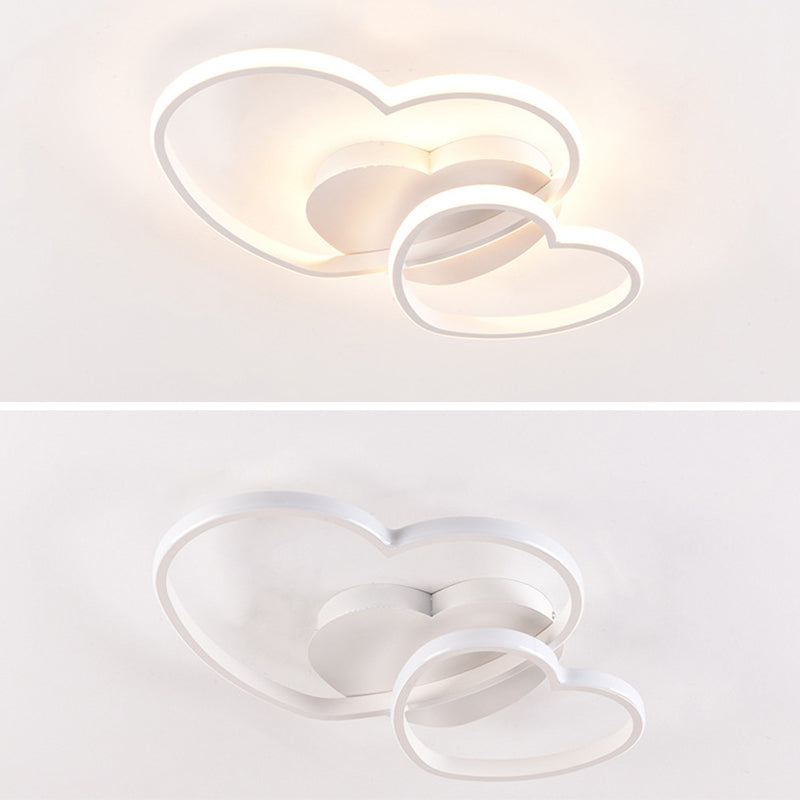 Heart Ceiling Light Fixture Minimalist Style Metal LED Bedroom Semi Flush Mount Light