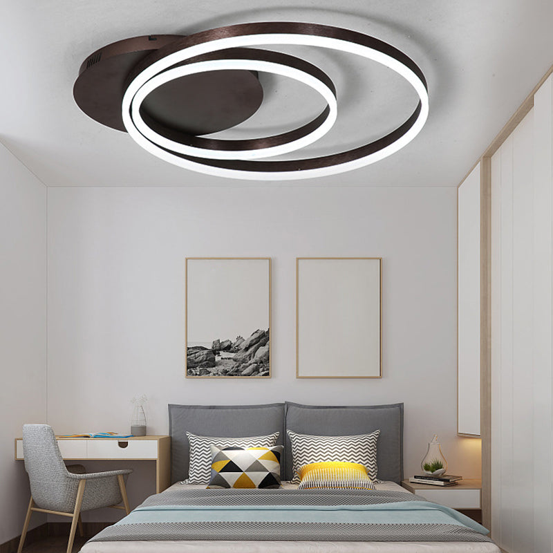 Circles Semi Flush Mount Lighting Minimal Acrylic LED Black Semi Flush Ceiling Light