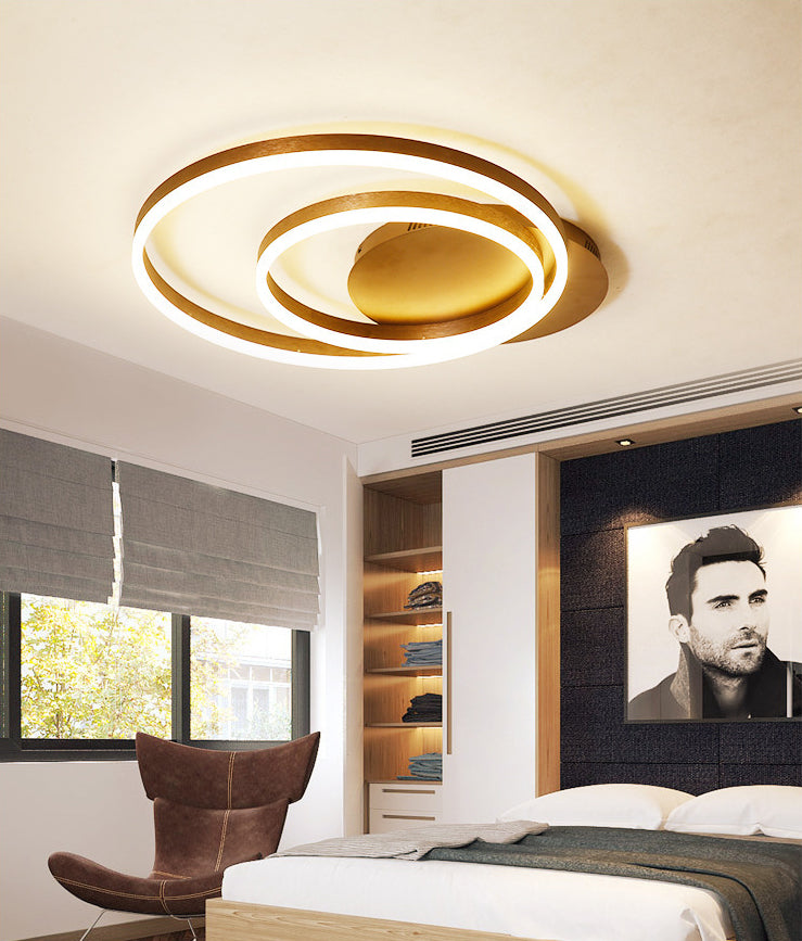 Circles Semi Flush Mount Lighting Minimal Acrylic LED Black Semi Flush Ceiling Light