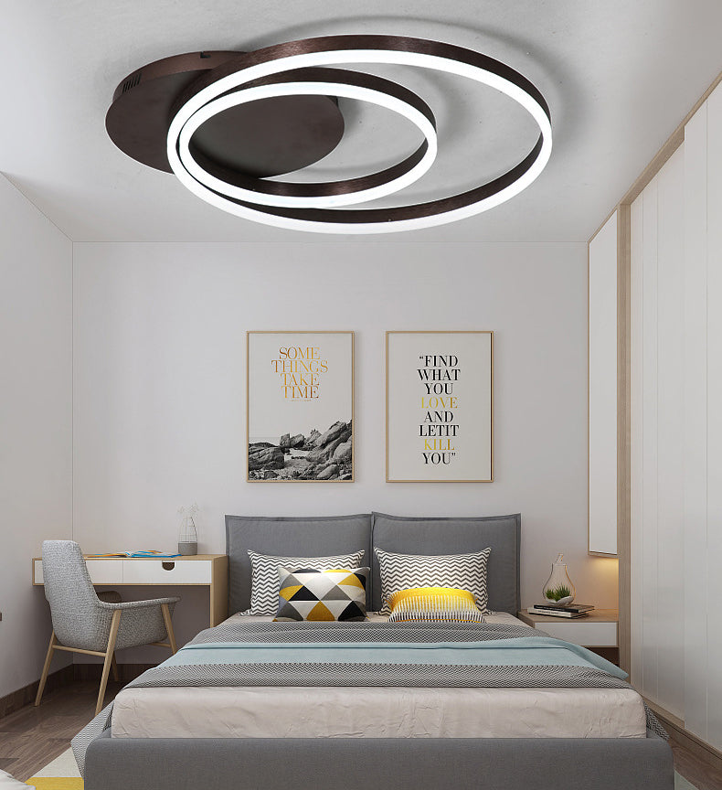 Circles Semi Flush Mount Lighting Minimal Acrylic LED Black Semi Flush Ceiling Light