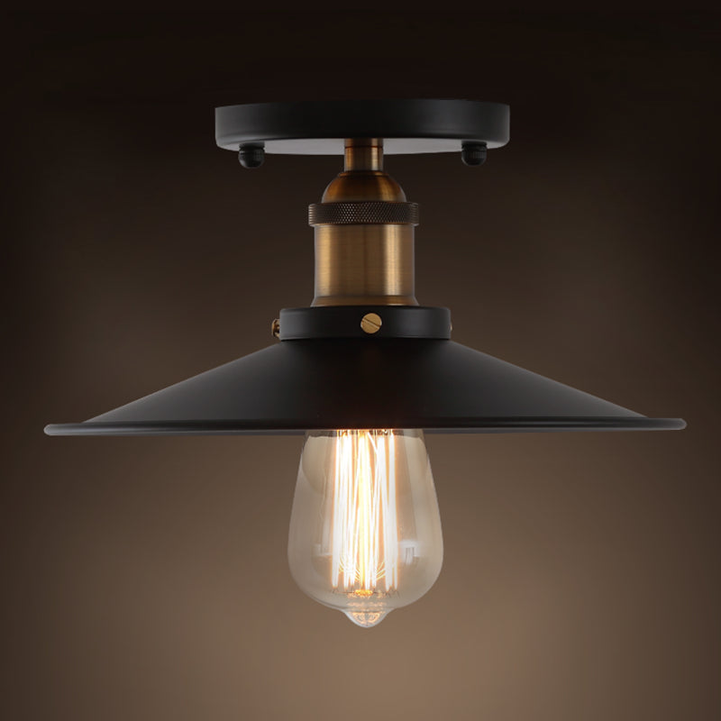 Metal Industrial Semi Flush Ceiling Light Fixtures 1 Light Semi Flush Mount Ceiling Fixture for Foyer and Hall