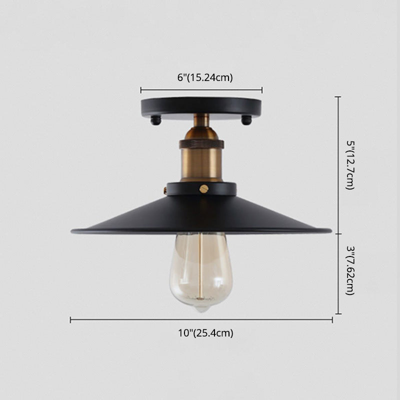 Metal Industrial Semi Flush Ceiling Light Fixtures 1 Light Semi Flush Mount Ceiling Fixture for Foyer and Hall