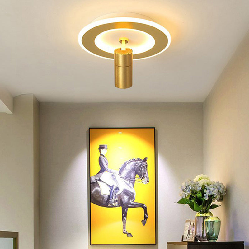 2 Light Metal Flush Mount Ceiling Light Fixture Modern Foyer and Hall Flush Mount Lighting Fixtures