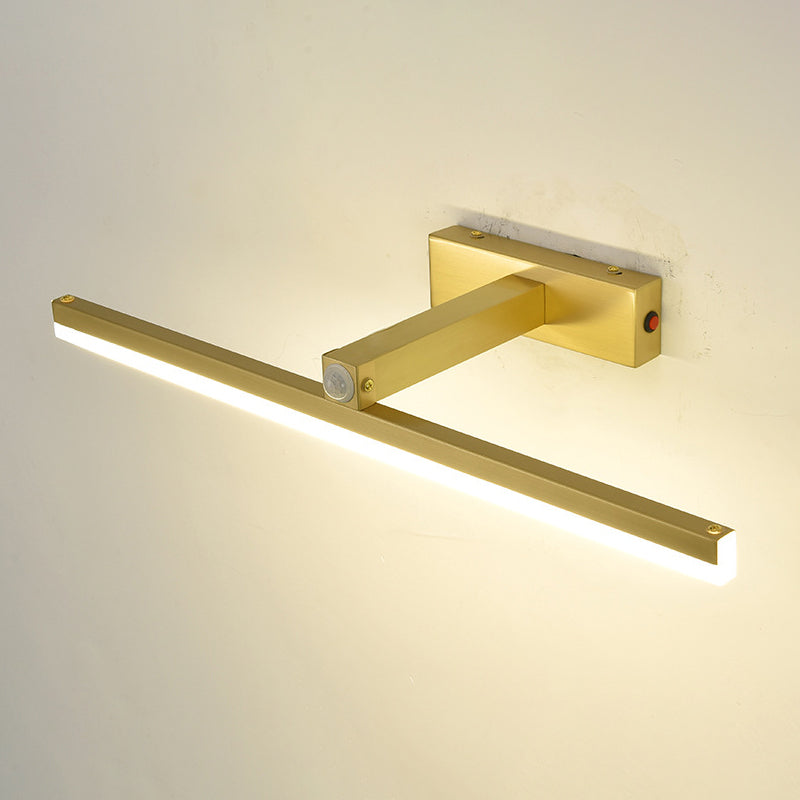 Luz de la pared de tocador lineal minimalista moderno Aplicación de tocador de metal con sensor inteligente