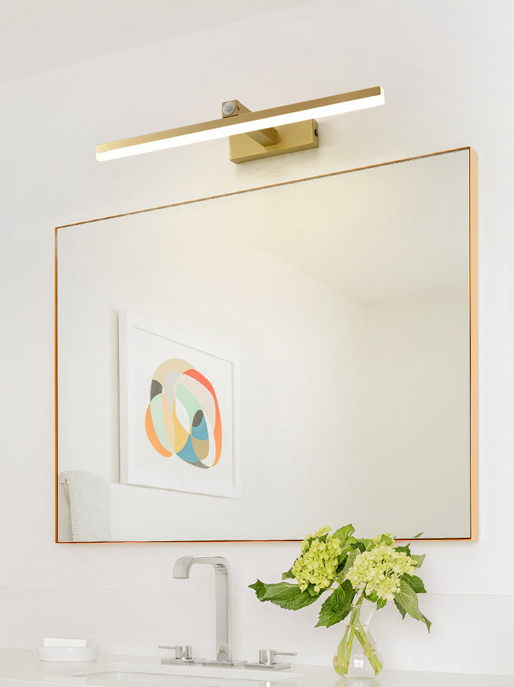 Luz de la pared de tocador lineal minimalista moderno Aplicación de tocador de metal con sensor inteligente