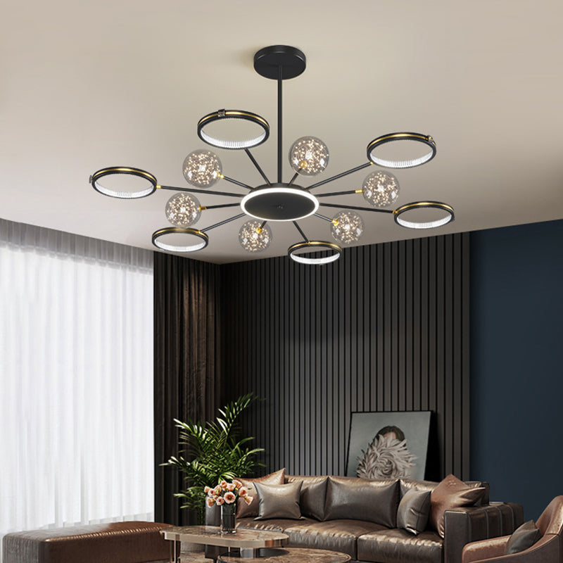 Modern Sputnik Chandelier Acrylic Pendant Ceiling Lights with Hanging Cord for Living Room