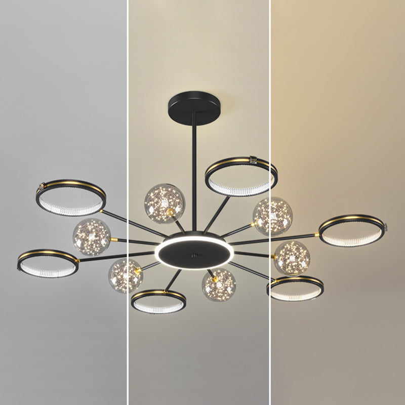 Modern Sputnik Chandelier Acrylic Pendant Ceiling Lights with Hanging Cord for Living Room