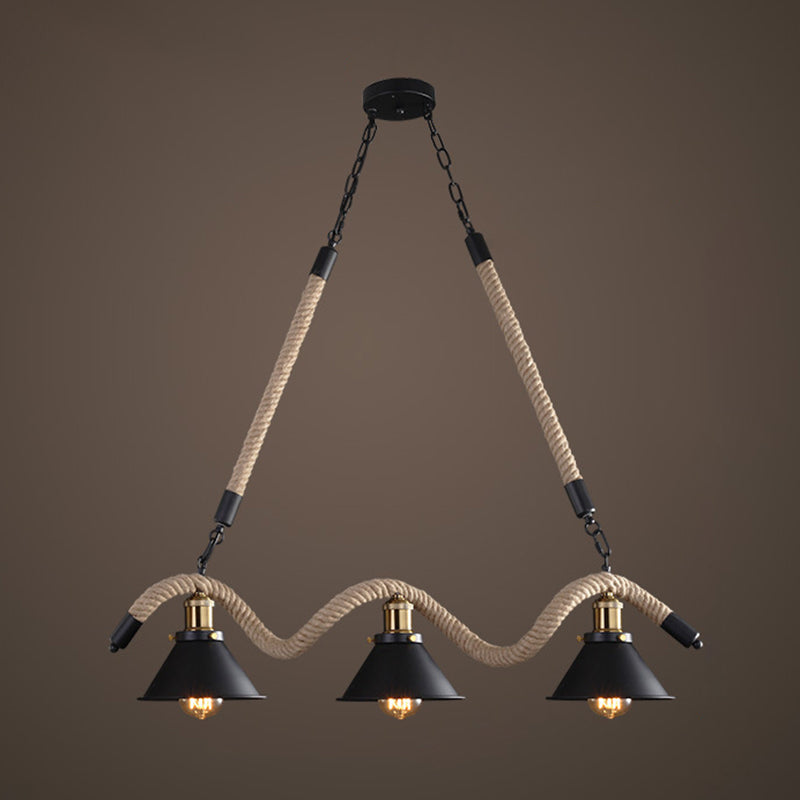 Conical Island Lighting Fixtures Industrial Rope Island Lighting Ideas for Restaurant