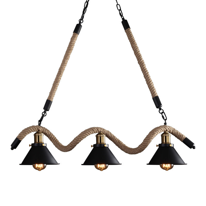 Conical Island Lighting Affatures Industrial Rope Island Lighting Ideas for Restaurant