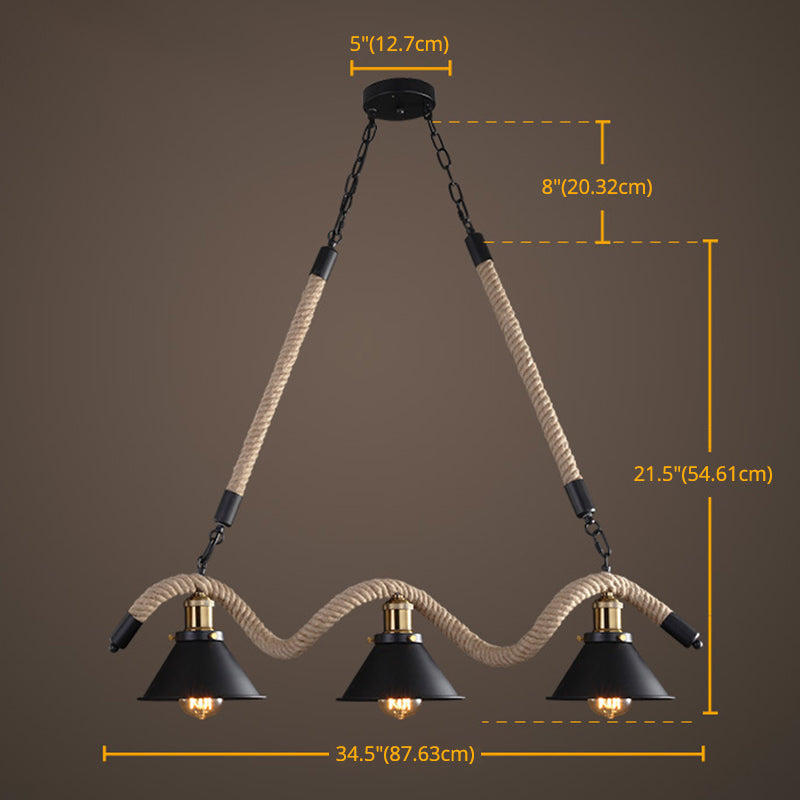 Conical Island Lighting Affatures Industrial Rope Island Lighting Ideas for Restaurant