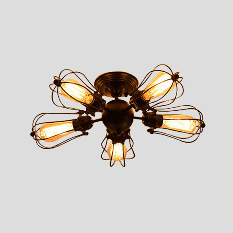 Schmiedeeisen antike Flush -Decken Deckenleuchte antike Bronze Starburst Flush Mount Light