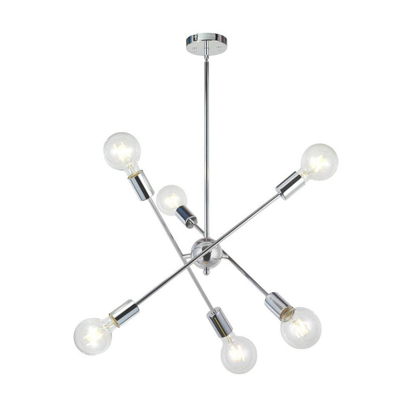 Industrial Exposed Bulb Chandelier Lamp Metal Suspension Pendant Light for Living Room