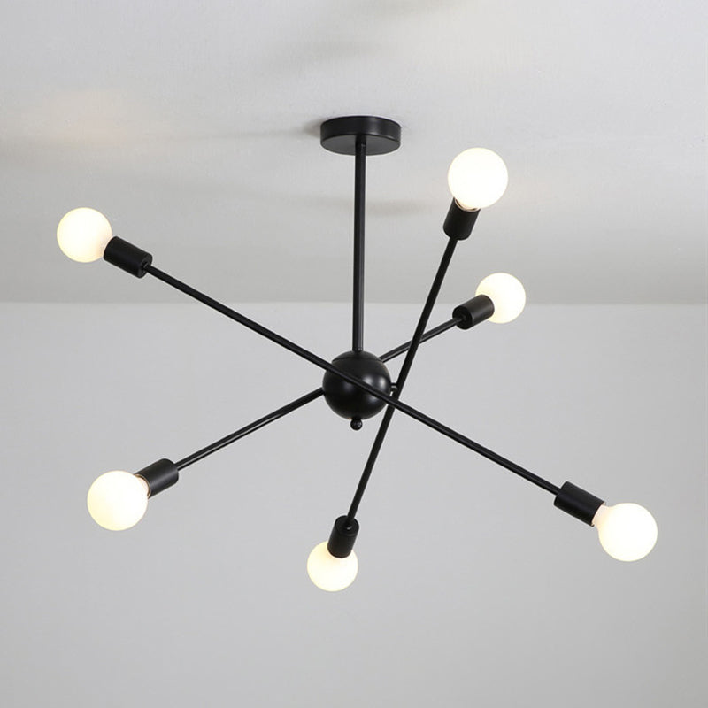 Industrial Exposed Bulb Chandelier Lamp Metal Suspension Pendant Light for Living Room