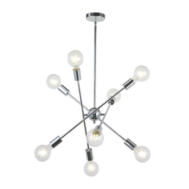 Industrial Exposed Bulb Chandelier Lamp Metal Suspension Pendant Light for Living Room