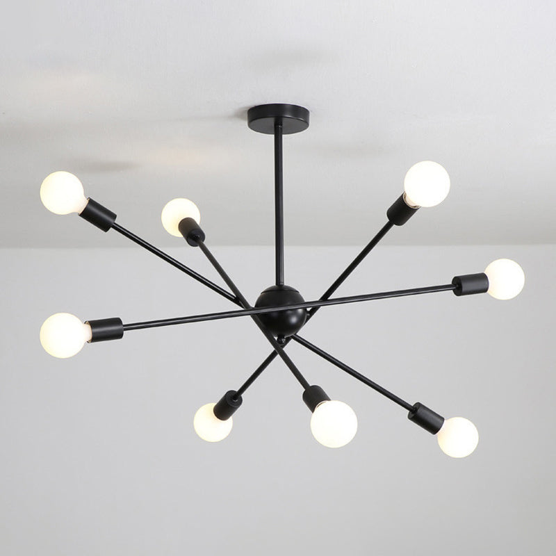 Industrial Exposed Bulb Chandelier Lamp Metal Suspension Pendant Light for Living Room