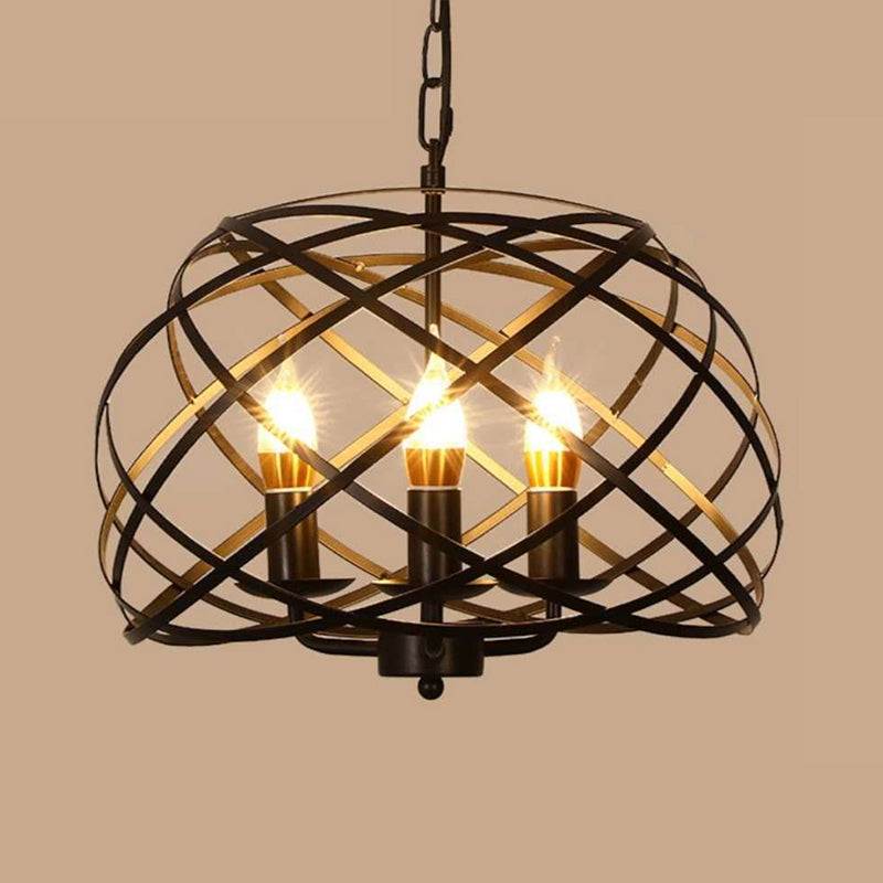 Industrial Hanging Pendant Metal Cage Frame Room Indoor Light