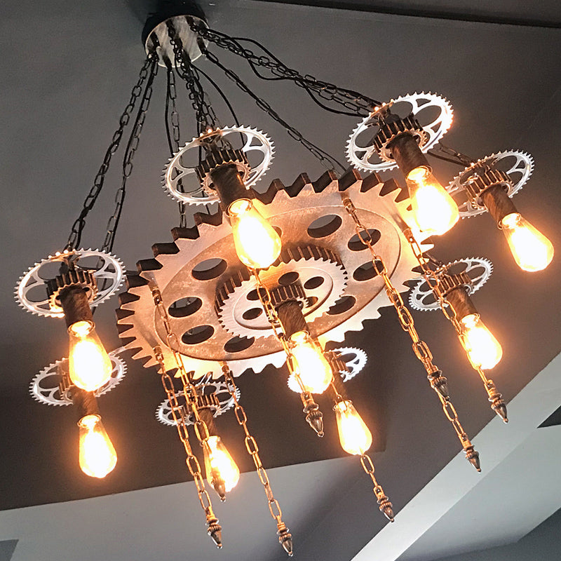 Wheel Chandelier Light Fixture Industrial Metal Pendant Lighting for Restaurant