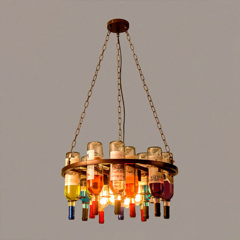 Wine bottle Chandelier Light Fixture Retro Industrial Style Glass Pendant Lighting for Bar