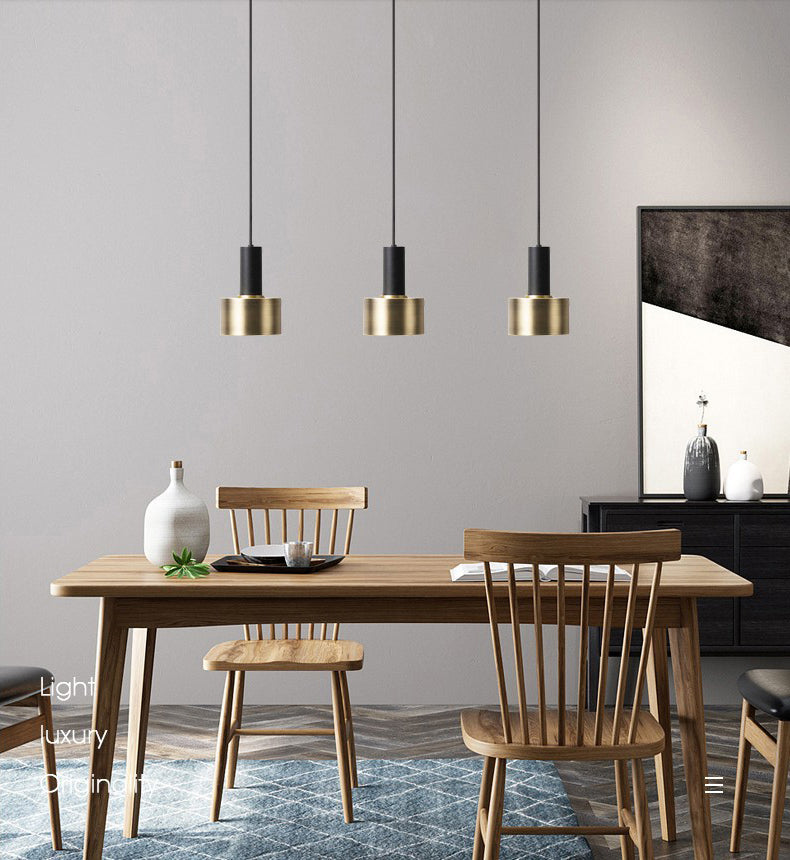 Brass Torchlight Shaped Pendant Lamp Postmodern Metal Hanging Light for Dining Room