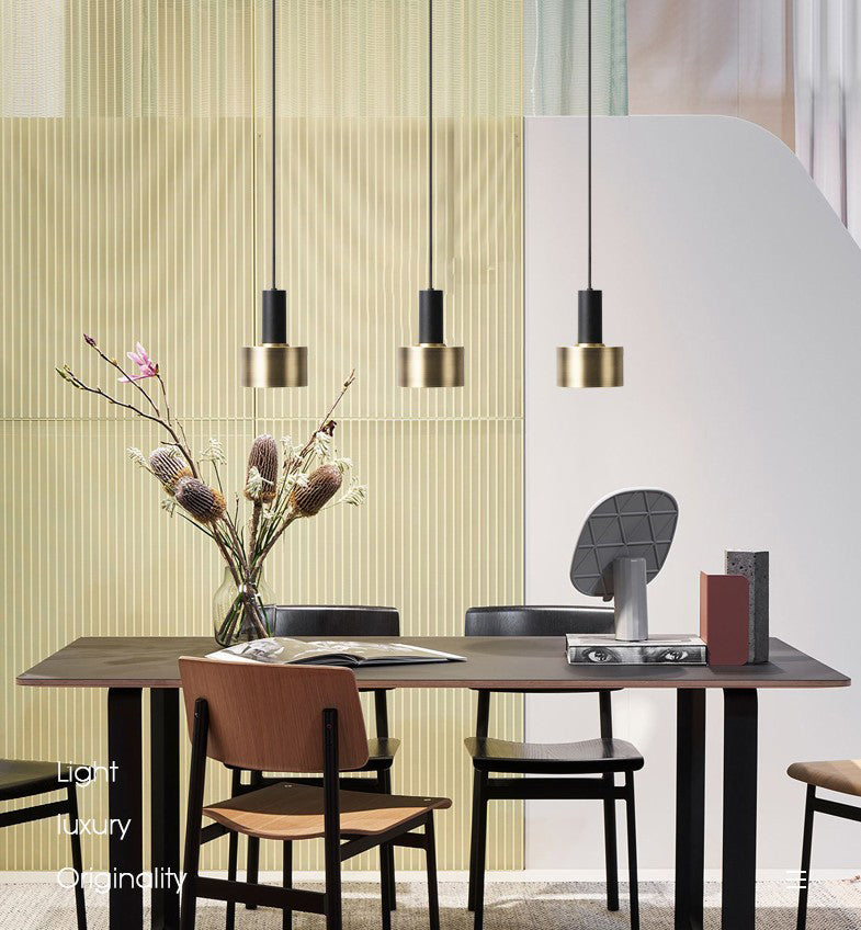 Brass Torchlight Shaped Pendant Lamp Postmodern Metal Hanging Light for Dining Room