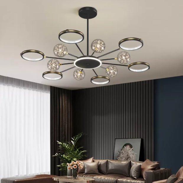 Modern Sputnik Chandelier Acrylic Pendant Ceiling Lights with Hanging Cord for Living Room