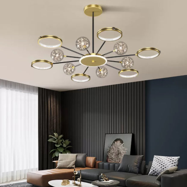 Modern Sputnik Chandelier Acrylic Pendant Ceiling Lights with Hanging Cord for Living Room