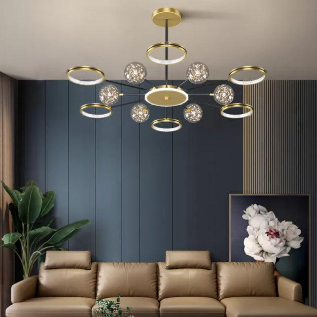 Modern Sputnik Chandelier Acrylic Pendant Ceiling Lights with Hanging Cord for Living Room