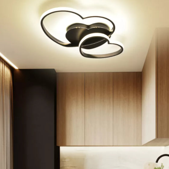 Heart Ceiling Light Fixture Minimalist Style Metal LED Bedroom Semi Flush Mount Light