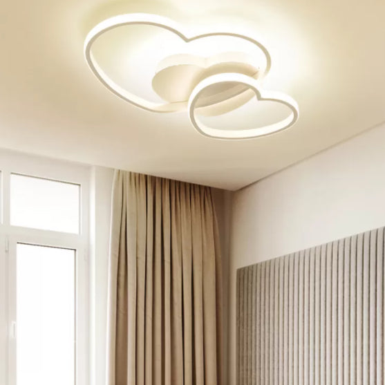 Heart Ceiling Light Fixture Minimalist Style Metal LED Bedroom Semi Flush Mount Light