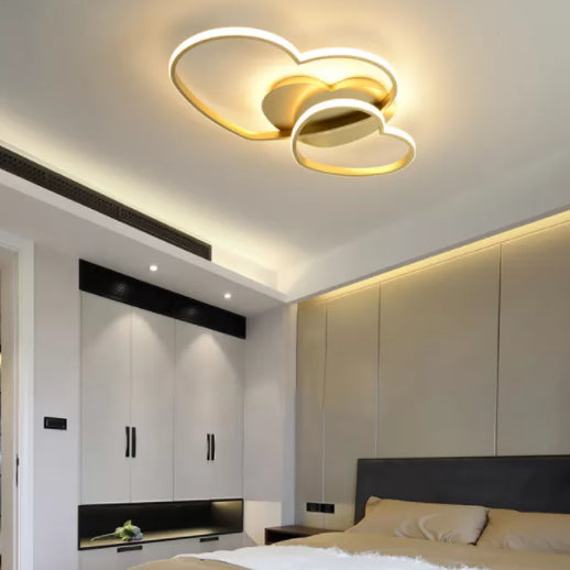 Heart Ceiling Light Fixture Minimalist Style Metal LED Bedroom Semi Flush Mount Light