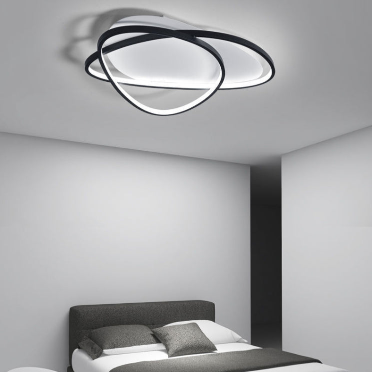 Triangle Bedroom Semi Flush Ceiling Light Acrylic Minimalism Ceiling Flush Mount Light in Black