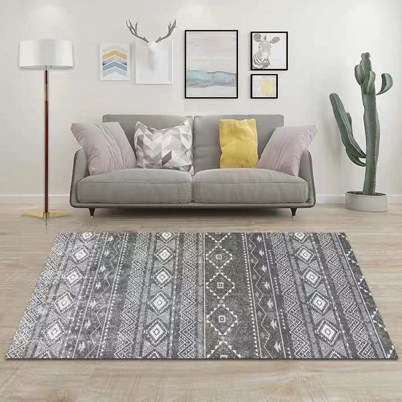 Simple Color Bohemian Rug Polyester Southwestern Print Area Rug Non-Slip Backing Carpet for Living Room