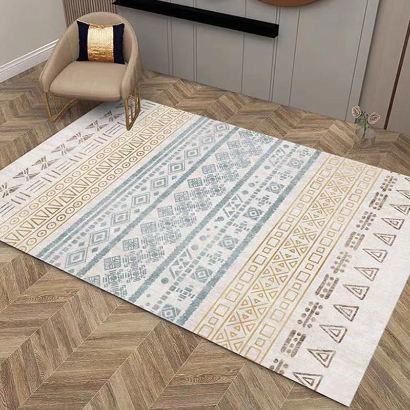 Simple Color Bohemian Rug Polyester Southwestern Print Area Rug Non-Slip Backing Carpet for Living Room