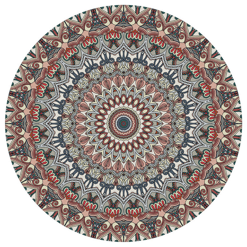 Couleur rond traditionnel tapis intérieur polyester marocain fleurie octogonale tapis de support sans glissement pour le salon