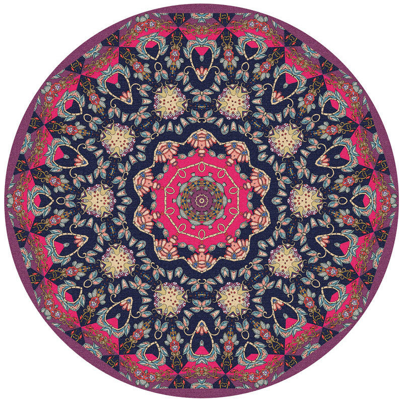 Couleur rond traditionnel tapis intérieur polyester marocain fleurie octogonale tapis de support sans glissement pour le salon