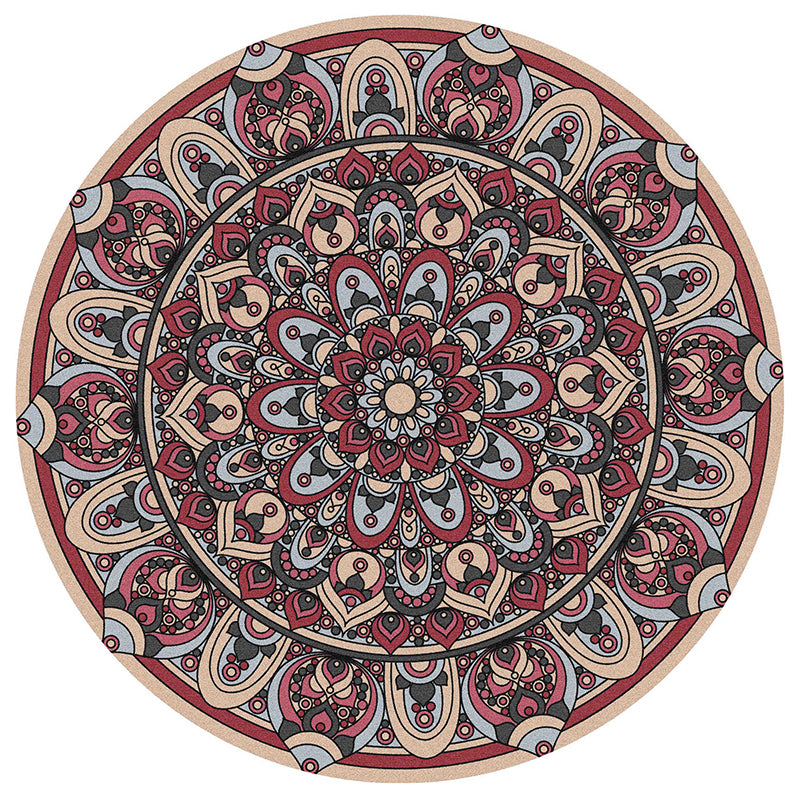 Couleur rond traditionnel tapis intérieur polyester marocain fleurie octogonale tapis de support sans glissement pour le salon