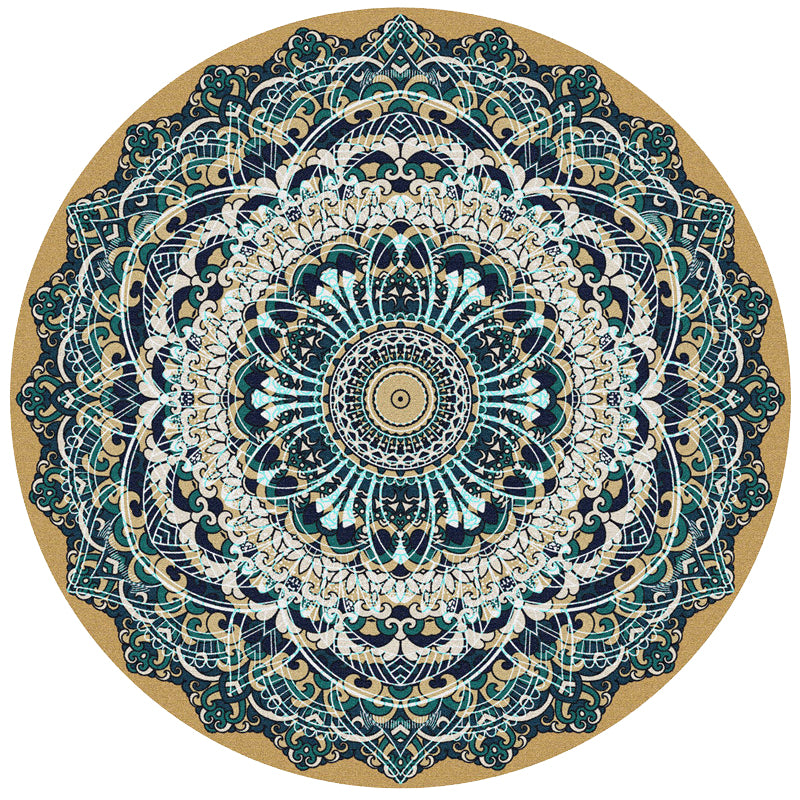 Couleur rond traditionnel tapis intérieur polyester marocain fleurie octogonale tapis de support sans glissement pour le salon