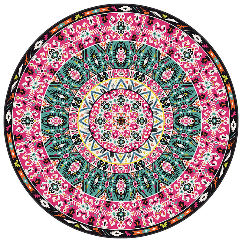 Couleur rond traditionnel tapis intérieur polyester marocain fleurie octogonale tapis de support sans glissement pour le salon