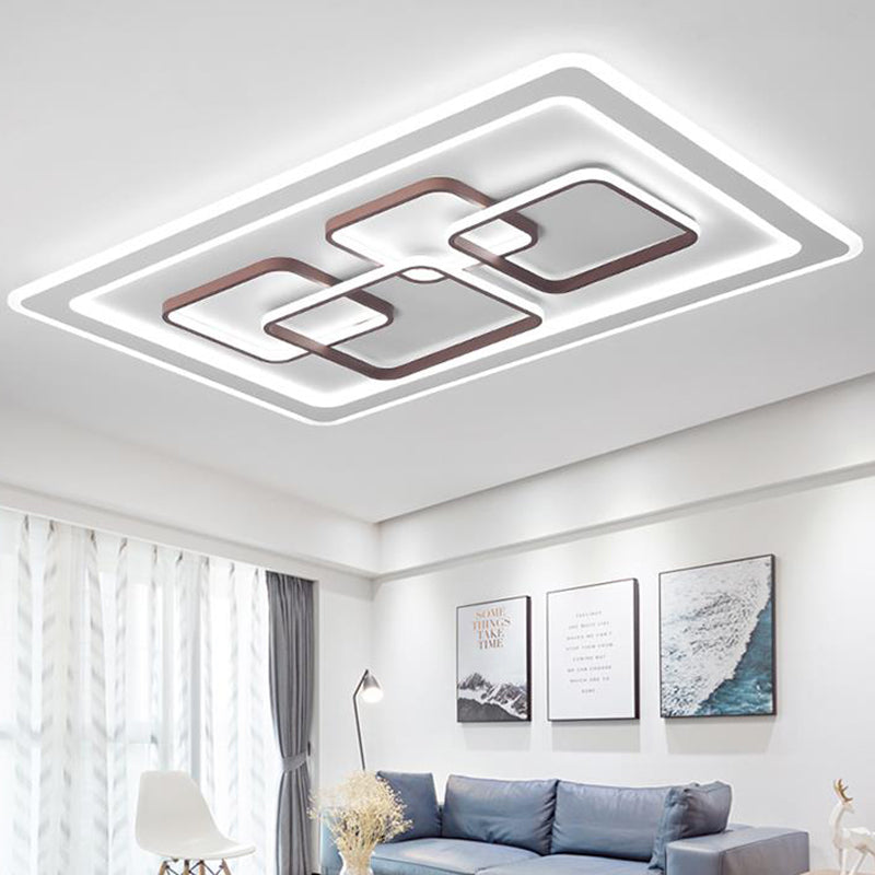 Rectangle Acrylic Flush Light Fixture Minimalist LED White Ceiling Flush Mount for Living Room