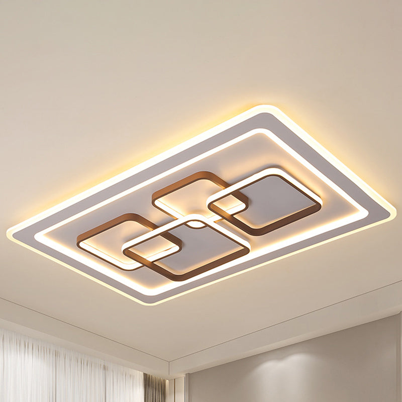 Rectangle Acrylic Flush Light Fixture Minimalist LED White Ceiling Flush Mount for Living Room