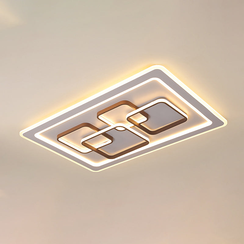 Rectangle Acrylic Flush Light Fixture Minimalist LED White Ceiling Flush Mount for Living Room